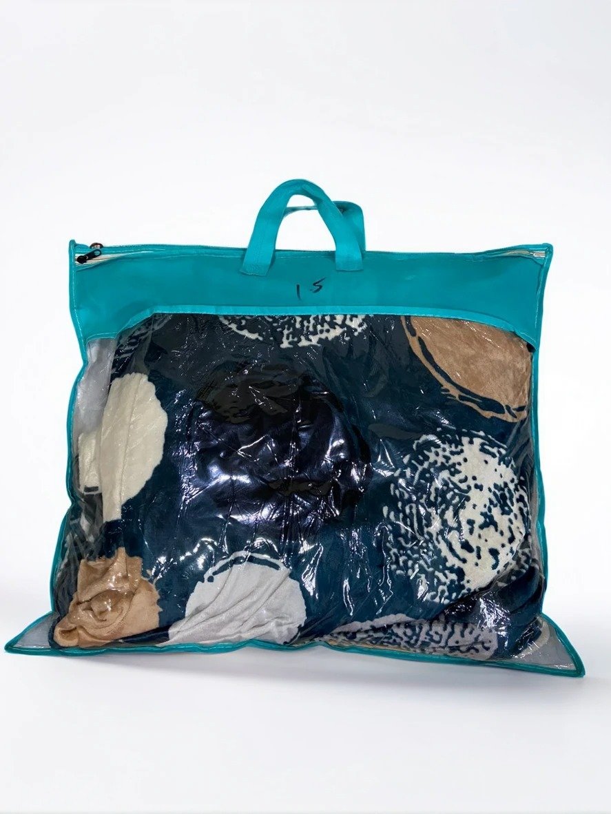 TW Flower Printed Multicolour Cotton Double Blanket With Pillow Cover