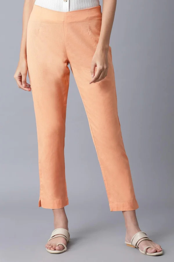 Orange Solid Slim Pants - Image 2