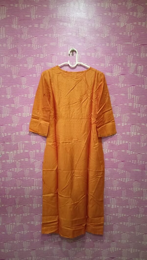 Orange Embroidered Straight Kurta - Image 3