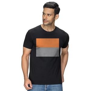 Pinaken Men Printed Round Neck Black T-Shirt