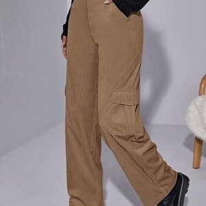 TW Women Corduroy Straight Fit Cargo Pants