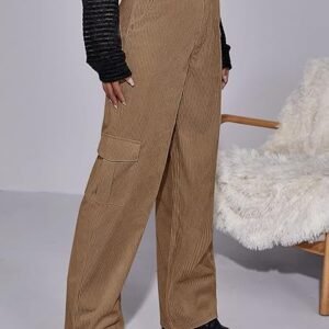 TW Women Corduroy Straight Fit Cargo Pants