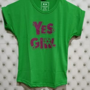 Girls Self Design Cotton Blend Regular T Shirt