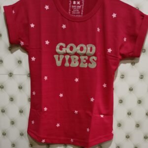 Girls Self Design Cotton Blend Regular T Shirt