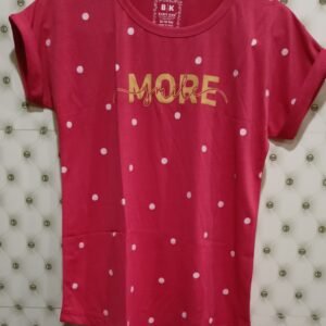 Girls Self Design Cotton Blend Regular T Shirt