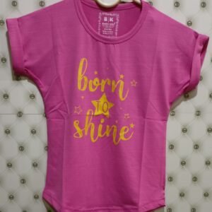 Girls Self Design Cotton Blend Regular T Shirt