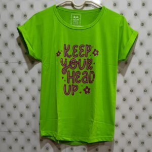 Girls Self Design Cotton Blend Regular T Shirt