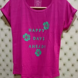 Girls Self Design Cotton Blend Regular T Shirt