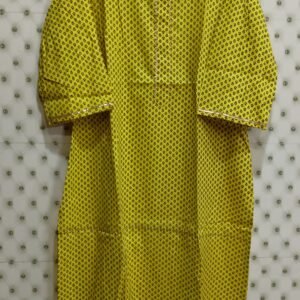 KW Yellow Staright Printed Kurta