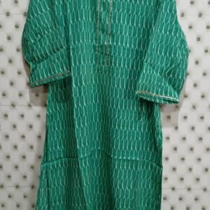 KW Green Women Woven Design Pure Cotton Straight Kurta
