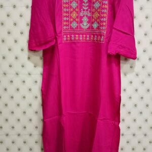 KW Pink Embroidered Straight Kurta