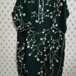 KW Green Embroidered Straight Kurta