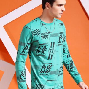 The Indian Garage Men's Green Slim Fit Racer Round Neck T-shirt