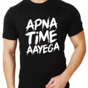 Pinaken Men's Cotton Apna Time Aayega T-Shirt