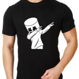 Pinaken Men Graphic Print Round Neck Cotton Blend Black T-Shirt