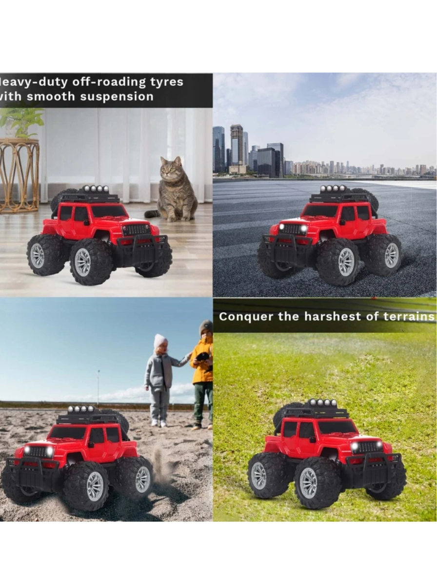 Wembley Defend Climbing Remote Control Car for Kids 4–12 Years, RC Monster Truck 2WD with Dual Spray Smoke, LED Lights, 2.4GHz Long Range, Alloy Body Off Road Car, Type C Rechargeable SUV - Image 3