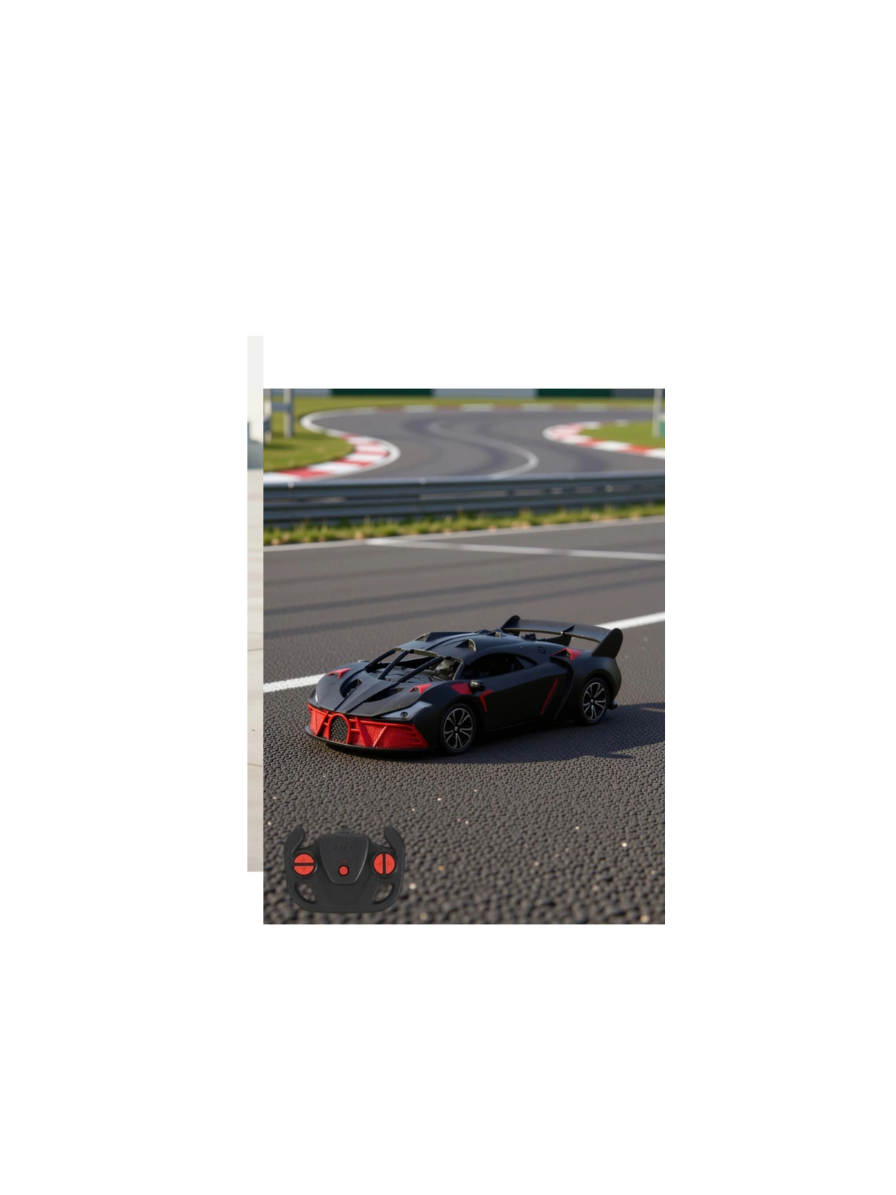 Remote Control Car for Kids | High-Speed RC Car with Rechargeable Lithium Battery | Type-C Charging | LED Headlights | Black&Red - Image 4