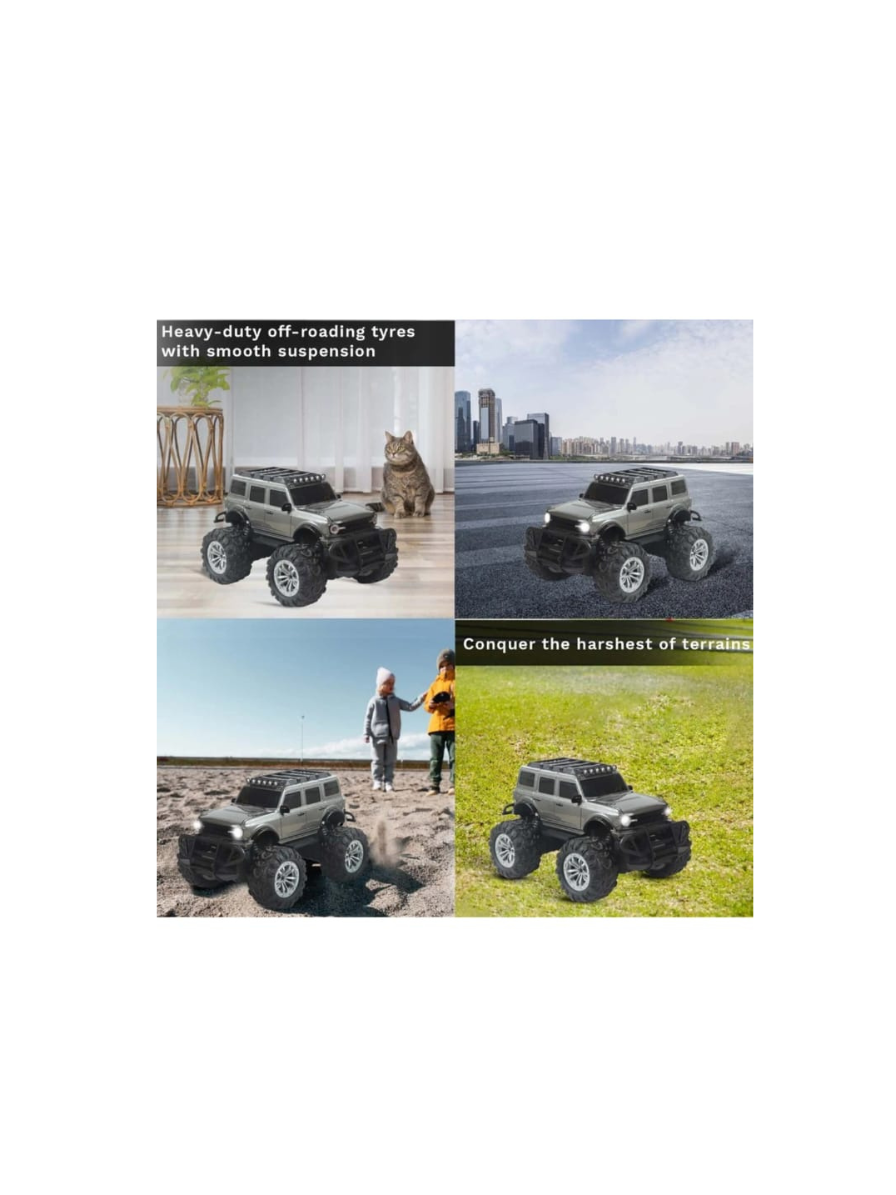 Wembley Defend Climbing Remote Control Car for Kids 4–12 Years, RC Monster Truck 2WD with Dual Spray Smoke, LED Lights, 2.4GHz Long Range, Alloy Body Off Road Car, Type C Rechargeable SUV - Image 2