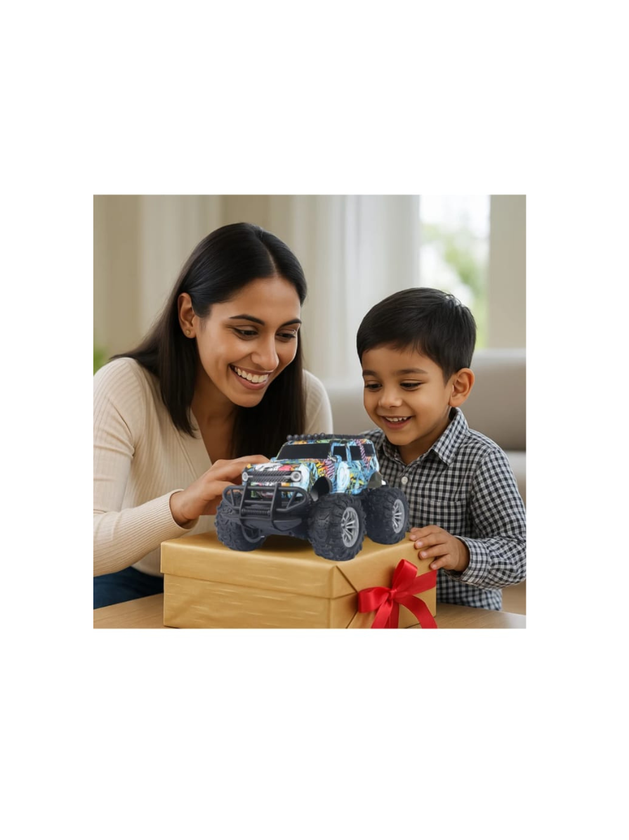Wembley Defend Climbing Remote Control Car for Kids 4–12 Years, RC Monster Truck 2WD with Dual Spray Smoke, LED Lights, 2.4GHz Long Range, Alloy Body Off Road Car, Type C Rechargeable SUV - Image 3