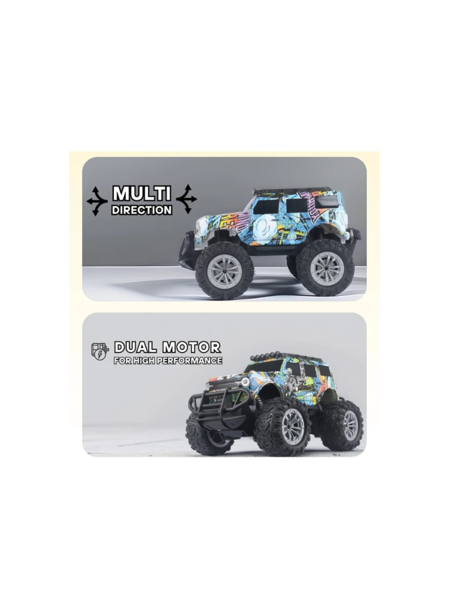 Wembley Defend Climbing Remote Control Car for Kids 4–12 Years, RC Monster Truck 2WD with Dual Spray Smoke, LED Lights, 2.4GHz Long Range, Alloy Body Off Road Car, Type C Rechargeable SUV - Image 2