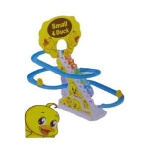 Duck Slide Toy Set, Funny Automatic Stair-Climbing Ducklings Cartoon Race Track Set Duck Roller Coaster Escalator Toy with Flashing Lights & Music (Duck Slide Track Set)