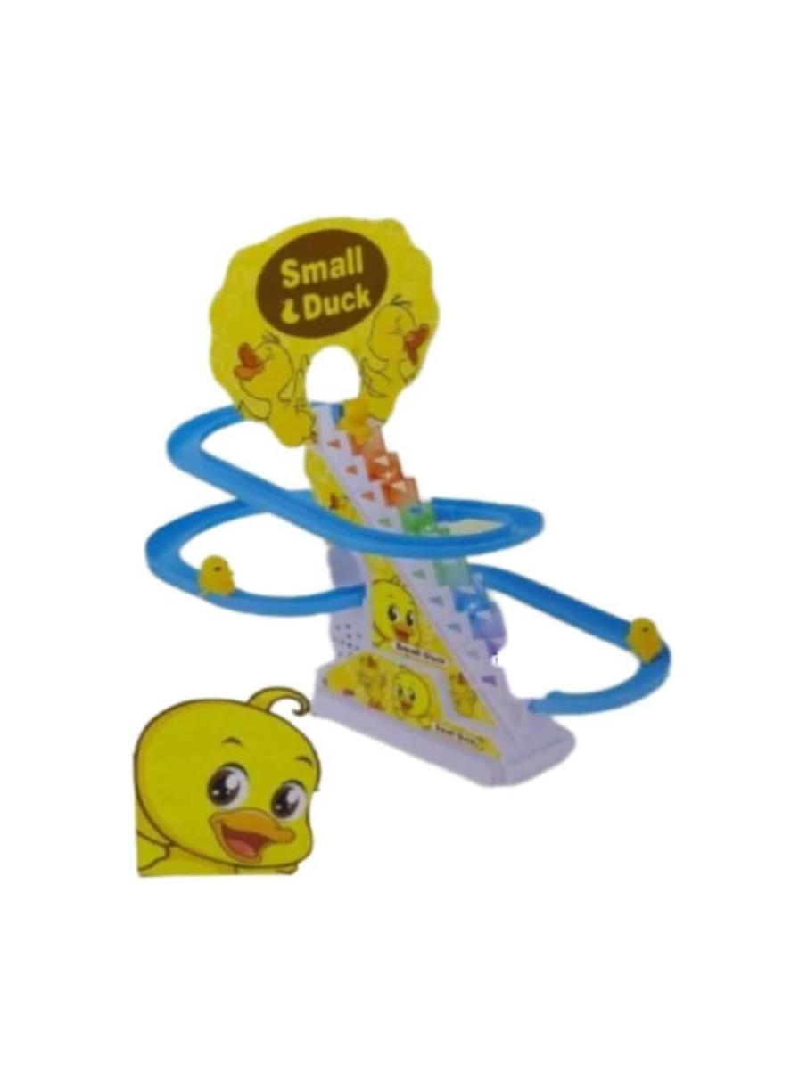 Duck Slide Toy Set, Funny Automatic Stair-Climbing Ducklings Cartoon Race Track Set Duck Roller Coaster Escalator Toy with Flashing Lights & Music (Duck Slide Track Set)