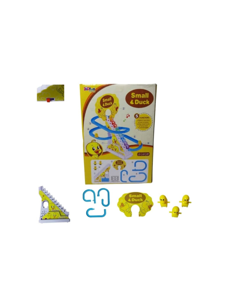 Duck Slide Toy Set, Funny Automatic Stair-Climbing Ducklings Cartoon Race Track Set Duck Roller Coaster Escalator Toy with Flashing Lights & Music (Duck Slide Track Set) - Image 2