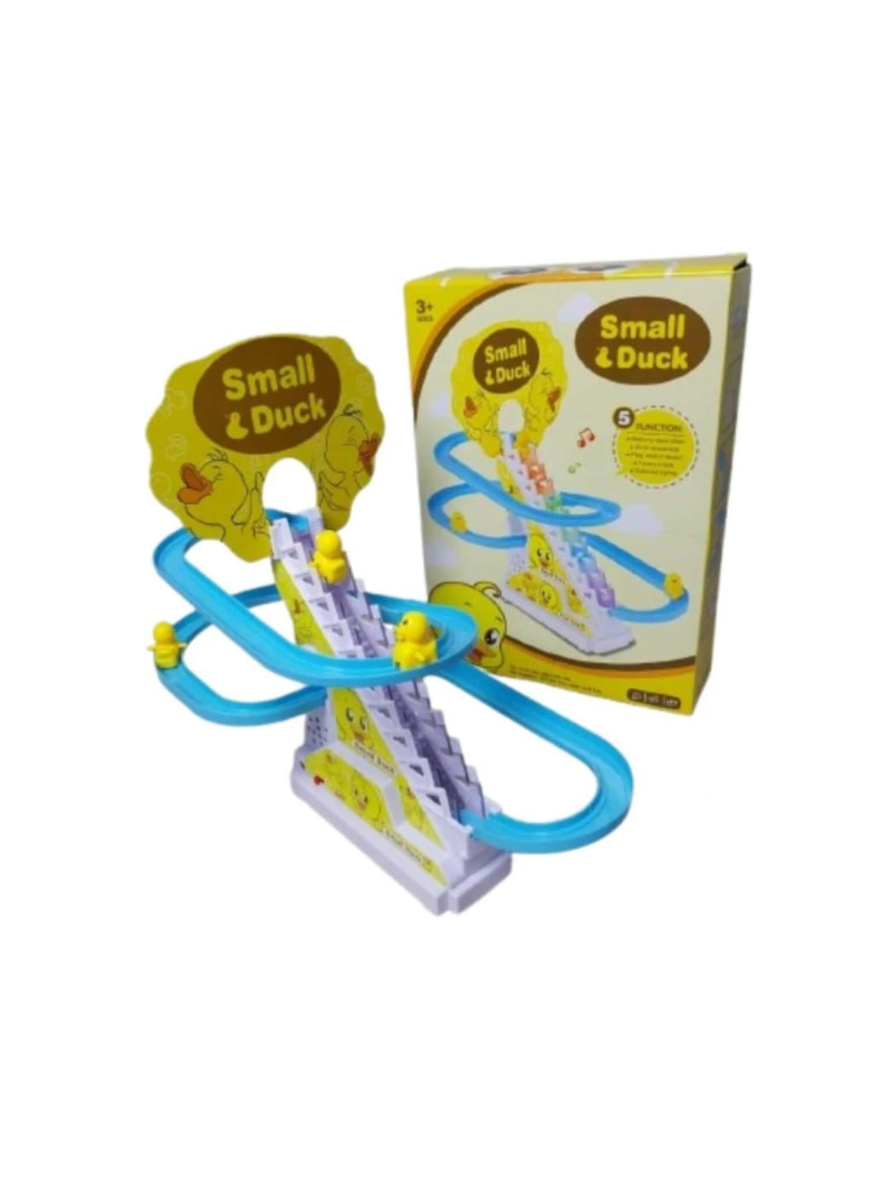 Duck Slide Toy Set, Funny Automatic Stair-Climbing Ducklings Cartoon Race Track Set Duck Roller Coaster Escalator Toy with Flashing Lights & Music (Duck Slide Track Set) - Image 3