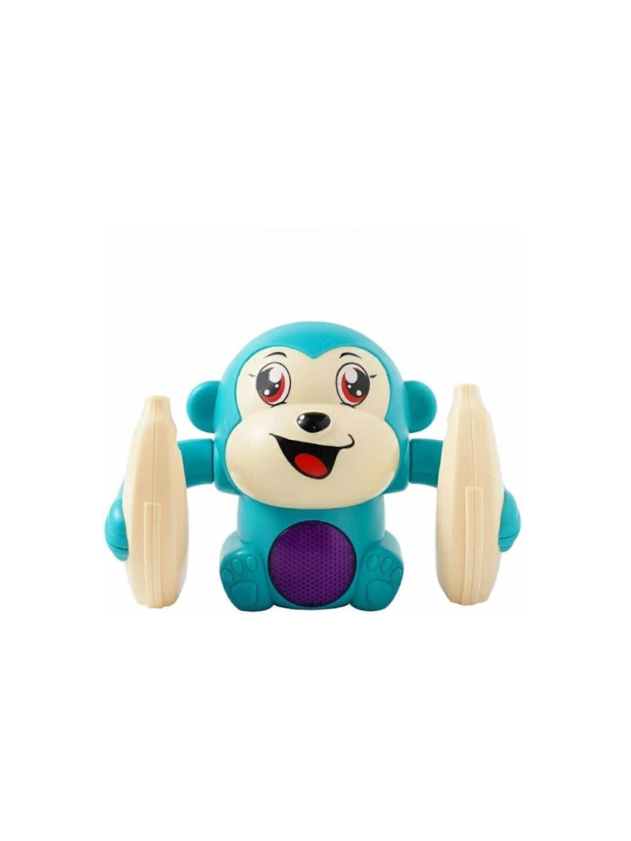 Dancing Monkey Musical Toy for Kids Baby Spinning Rolling Doll Tumble Toy with Voice Control Musical Light and Sound Effects with Sensor - ISI Mark - Multicolor