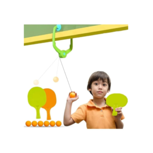 Toy Imagine Fun Indoor Table Tennis Trainer Kit – 2 Rackets, 6 Practice Balls, Adjustable Height, and Adhesive Hook for Easy Play