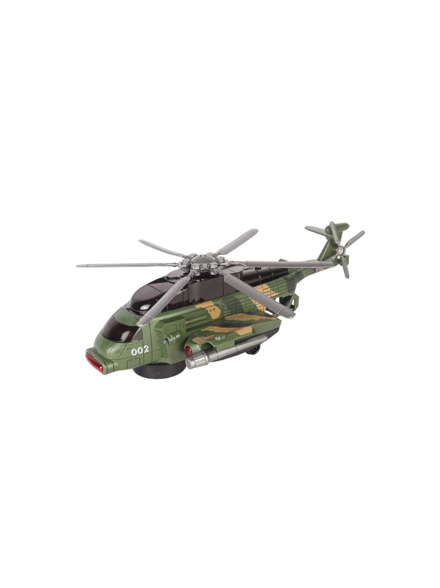Apache Style Air Force Helicopter Toy for Kids - Bump and Go Action with Colourful 3D Lights, Swirls and Music Multicolor