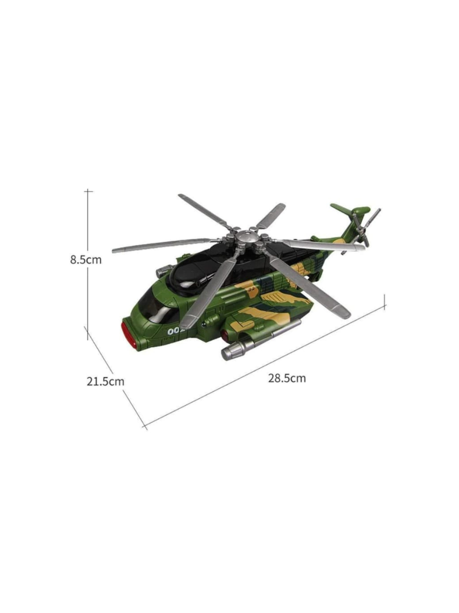 Apache Style Air Force Helicopter Toy for Kids - Bump and Go Action with Colourful 3D Lights, Swirls and Music Multicolor - Image 2