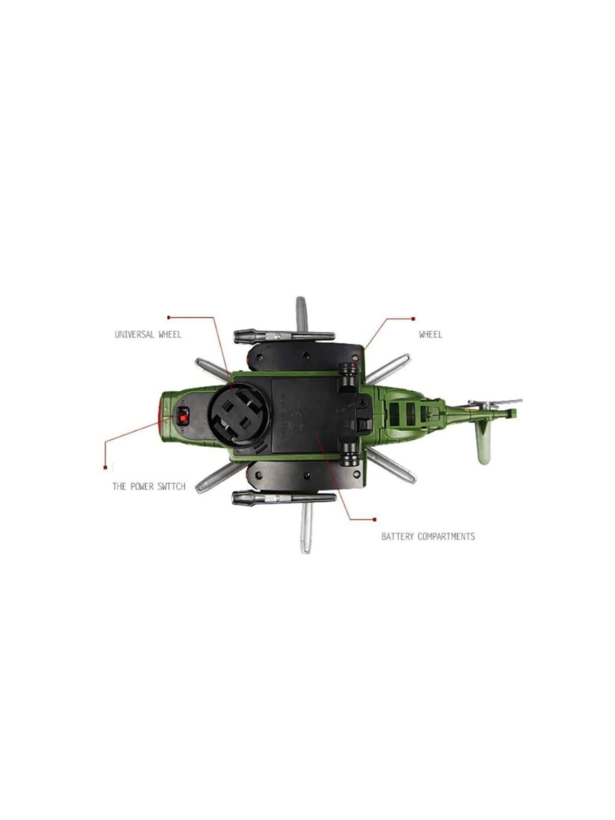 Apache Style Air Force Helicopter Toy for Kids - Bump and Go Action with Colourful 3D Lights, Swirls and Music Multicolor - Image 3