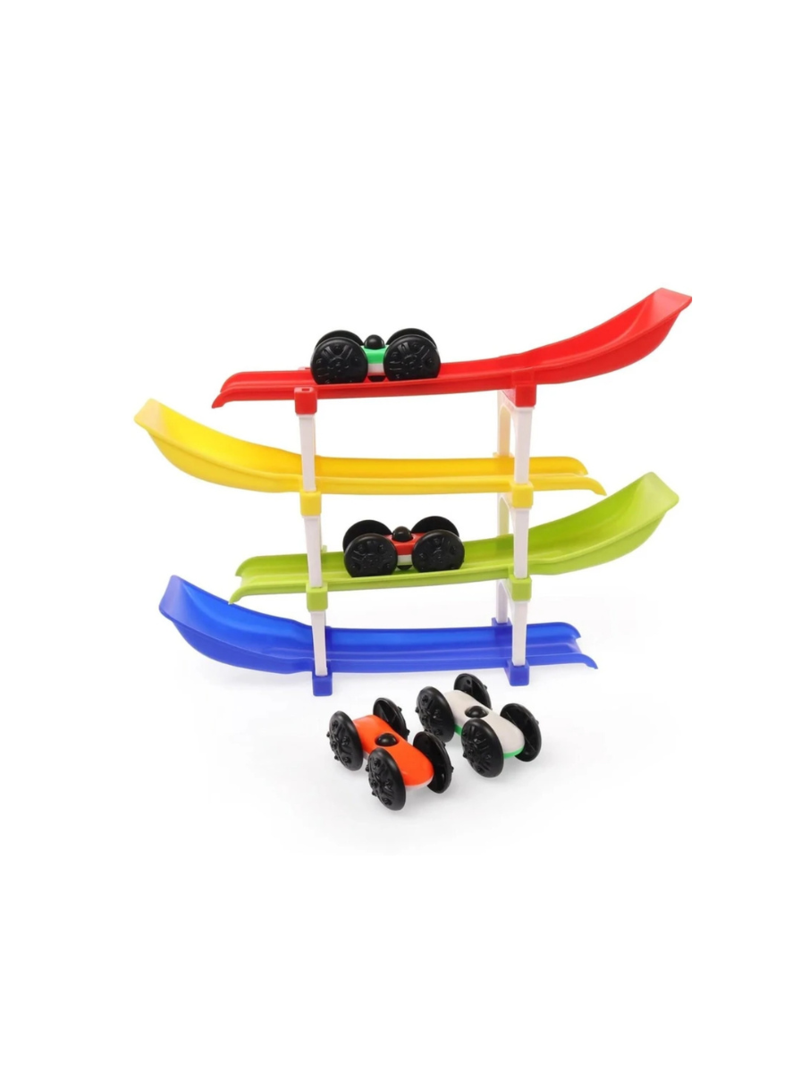4 Level Ramp Race Track Toy for Kids 18+ Months, BIS Certified Safe for Kids, Car Ramp Racer with 2 Cars and 4 Tracks, Toddler Learning Toy for Boys & Girls