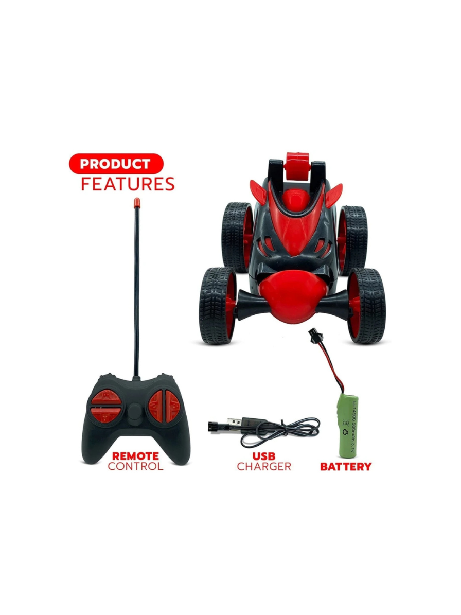 360° Rotating & Rolling Stunt Car Toy with Demo Functions | Spin, Stunt, Flip Functions | Remote Control Stunt Car Toy for Kids | Red | - Image 2