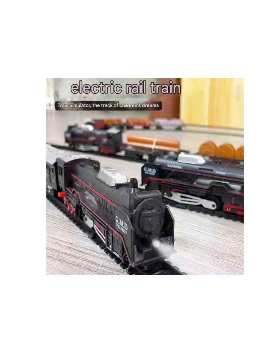 Toys Small Rail King Train Set (3+ Years) with C-Type Charger - Rechargeable Battery Operated Steam Engine, Coal, Passenger, and 10 Round Track- with Smoke, Light & Music Train for Kids - Image 2
