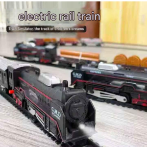 Toys Small Rail King Train Set (3+ Years) with C-Type Charger - Rechargeable Battery Operated Steam Engine, Coal, Passenger, and 10 Round Track- with Smoke, Light & Music Train for Kids