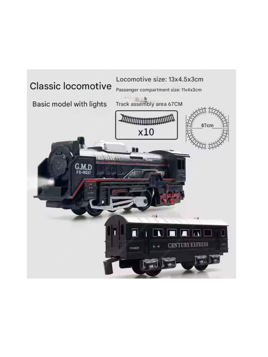 Toys Small Rail King Train Set (3+ Years) with C-Type Charger - Rechargeable Battery Operated Steam Engine, Coal, Passenger, and 10 Round Track- with Smoke, Light & Music Train for Kids - Image 3
