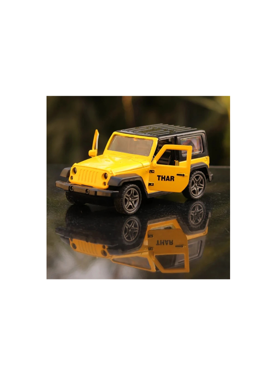 Thar 1:32 Scale DieCast Metal Pull Back Action Openable Doors 4x4 Thar Premium Car Toy with Lights and Music for Kids,Gift 2+yrs Girls & Boys (Yellow) - Image 5