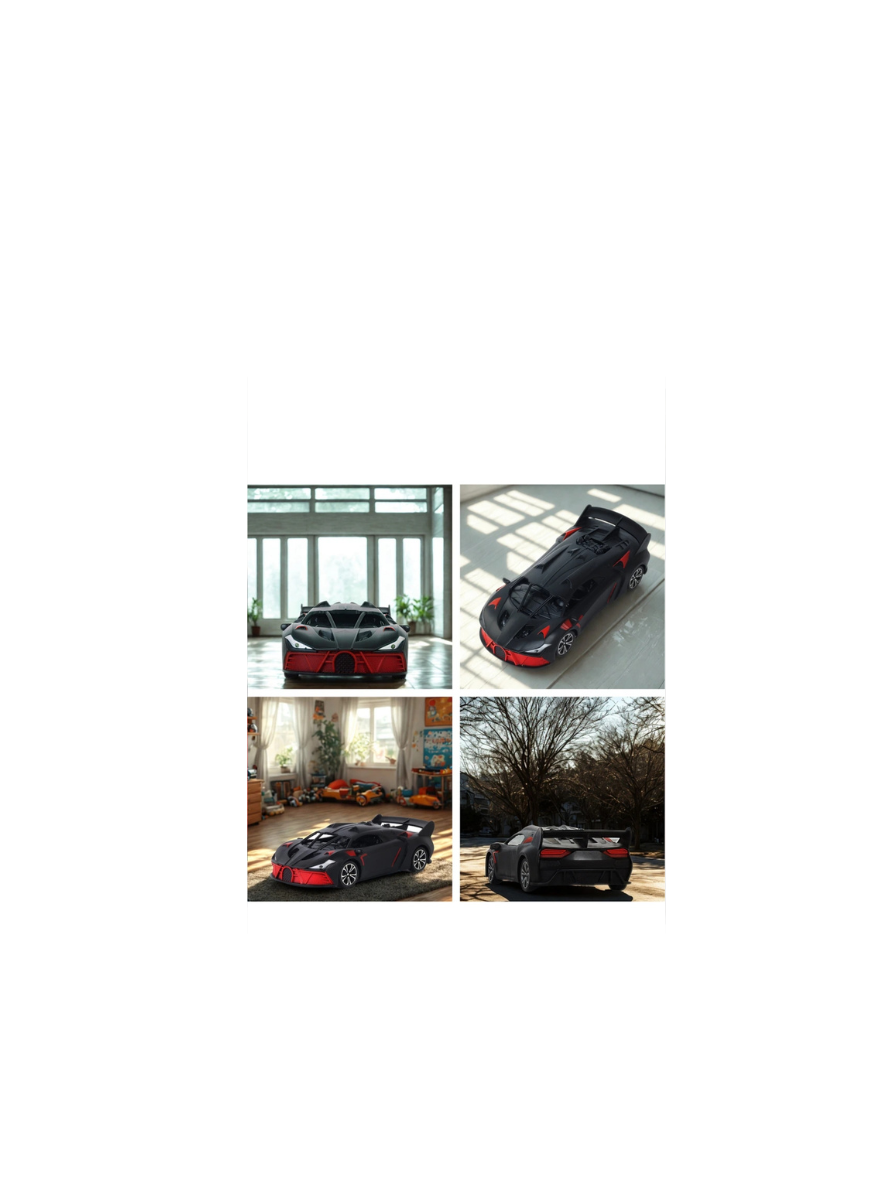Remote Control Car for Kids | High-Speed RC Car with Rechargeable Lithium Battery | Type-C Charging | LED Headlights | Black&Red - Image 3