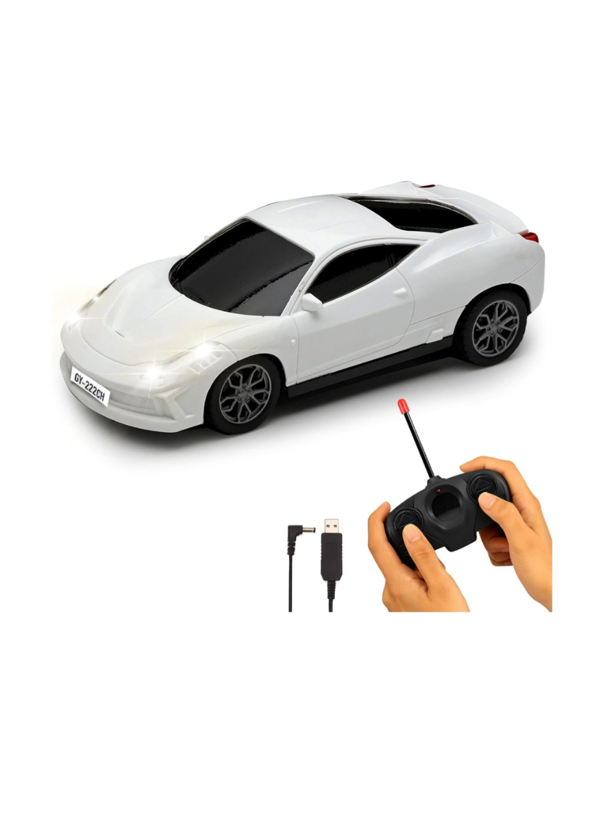 Porsche RS Diecast Model Car 1:32 Scale | Light & Sound | Metal Pull Back Toy | Premium Collectible Display & Gift for Car Lovers (White)
