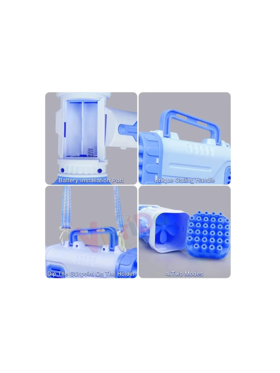 TW-32 Holes Bubble Maker Gatling Bubble Gun Machine Toy for Kids with Bubble Solution Indoor and Outdoor Toddlers Bubble Launcher Machine for Girls and Boys - Multicolor (Color As Per Stock) - Image 4