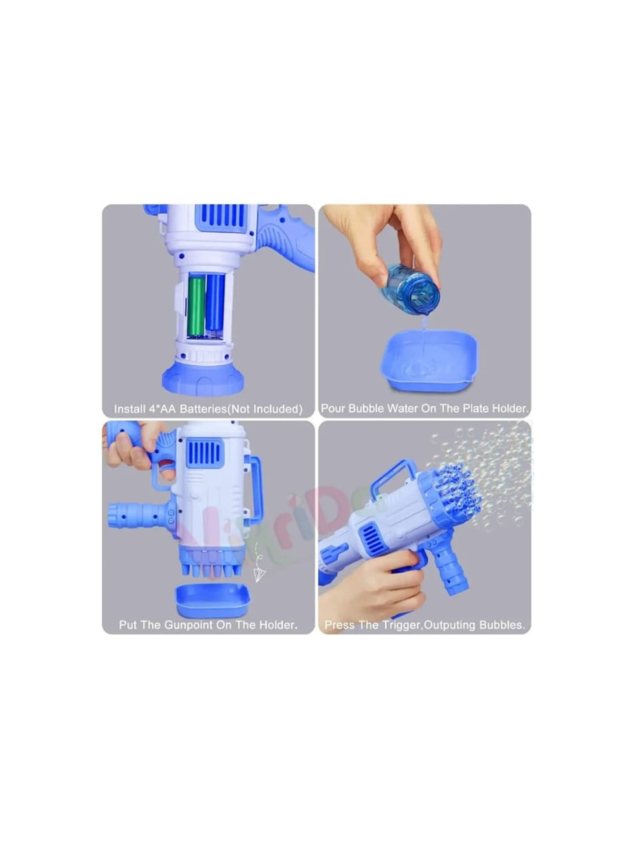 TW-32 Holes Bubble Maker Gatling Bubble Gun Machine Toy for Kids with Bubble Solution Indoor and Outdoor Toddlers Bubble Launcher Machine for Girls and Boys - Multicolor (Color As Per Stock) - Image 2