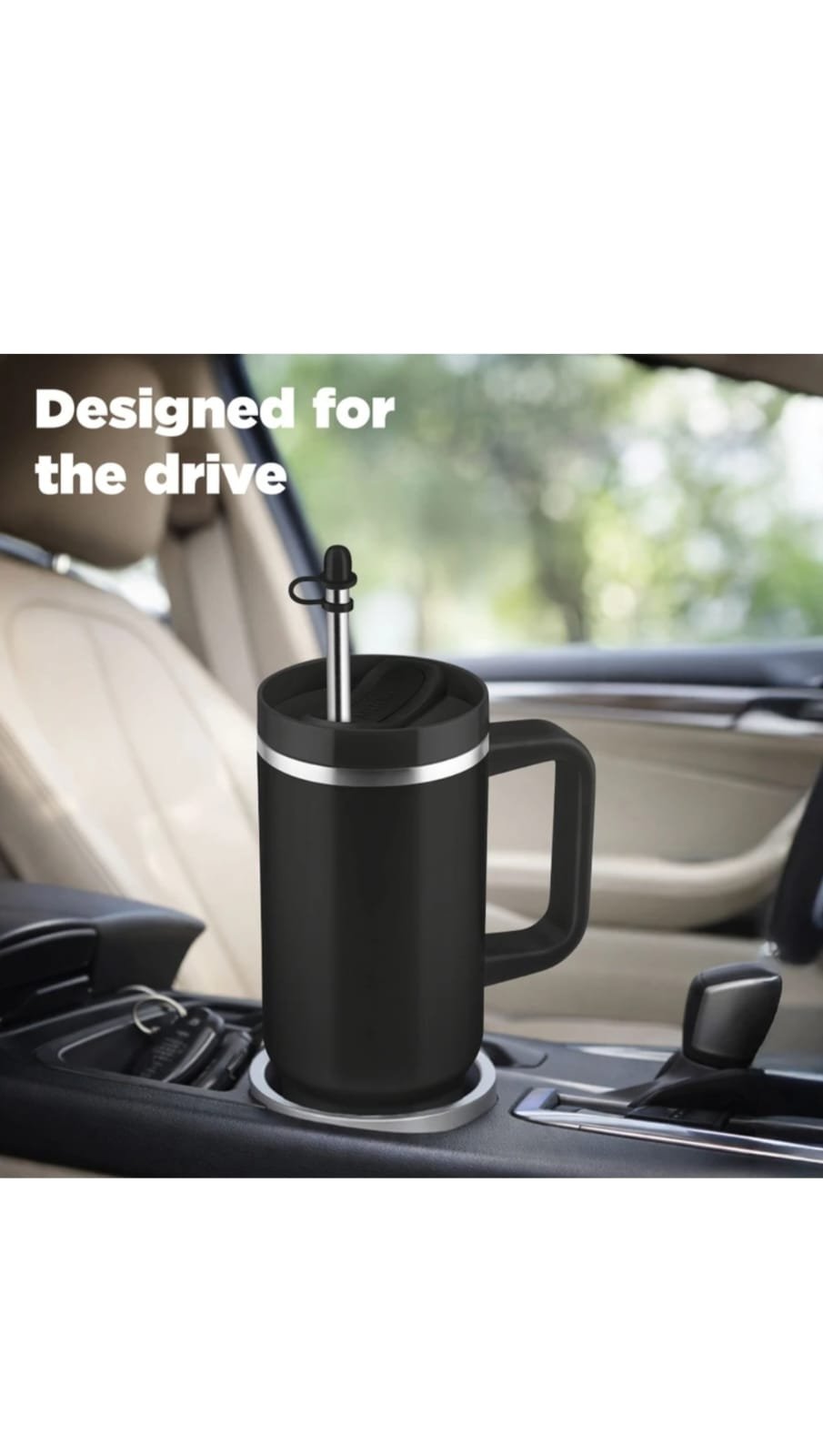 MILTON Malmo 1000 Thermosteel Double Wall Vacuum Insulated Stainless Steel Water Tumbler with Handle 1000ml,Travel Mug with Straw,Silicon Cap,Cleaning Brush,Hot & Cold Beverage Flask - Image 2