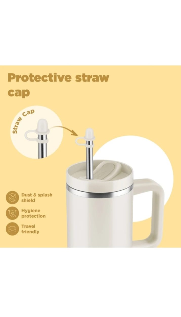 MILTON Malmo 1000 Thermosteel Double Wall Vacuum Insulated Stainless Steel Water Tumbler with Handle 1000ml,Travel Mug with Straw,Silicon Cap,Cleaning Brush,Hot & Cold Beverage Flask - Image 7