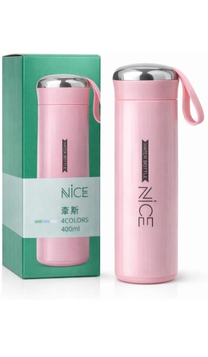 Nice Premium Glass Water Bottle 400ml | Leakproof Drinking Bottle | BPA Free Small Cute Bottle for College Office, Gym & Travel | Ultra-Lightweight & Easy to Carry (Multicolor)Pack of 2 - Image 2