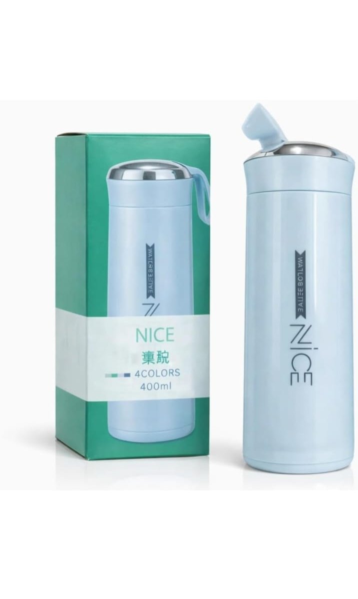 Nice Premium Glass Water Bottle 400ml | Leakproof Drinking Bottle | BPA Free Small Cute Bottle for College Office, Gym & Travel | Ultra-Lightweight & Easy to Carry (Multicolor)Pack of 2 - Image 3