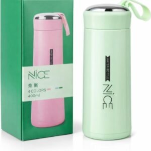 Nice Premium Glass Water Bottle 400ml | Leakproof Drinking Bottle | BPA Free Small Cute Bottle for College Office, Gym & Travel | Ultra-Lightweight & Easy to Carry (Multicolor)Pack of 2