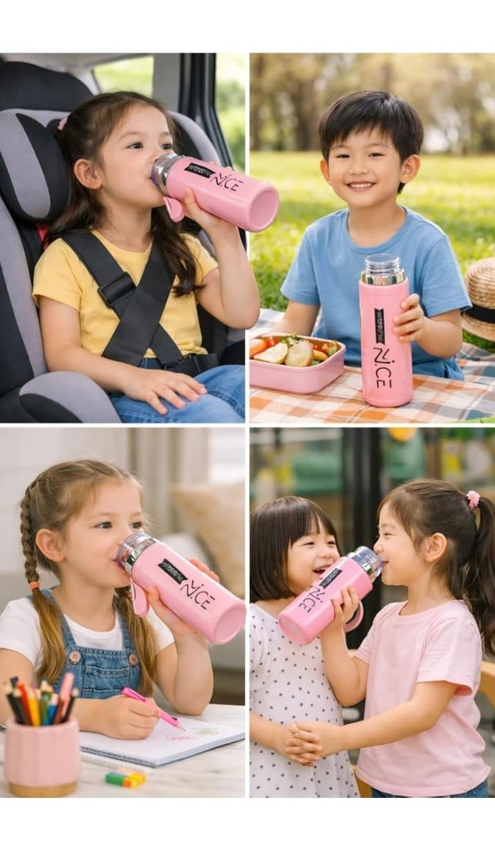 Nice Premium Glass Water Bottle 400ml | Leakproof Drinking Bottle | BPA Free Small Cute Bottle for College Office, Gym & Travel | Ultra-Lightweight & Easy to Carry (Multicolor)Pack of 2 - Image 6